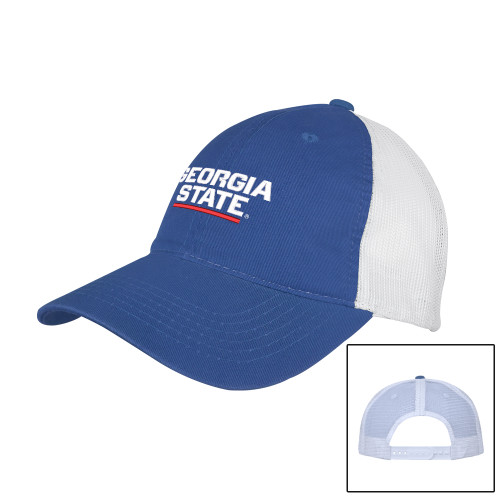 Georgia State Royal/White Mesh Back Unstructured Low Profile Hat