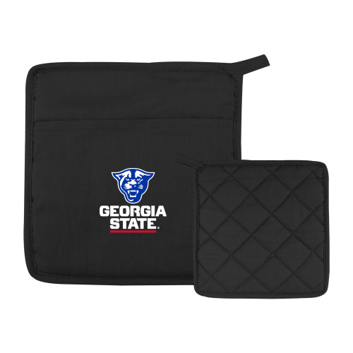 Georgia State Quilted Canvas Black Pot Holder