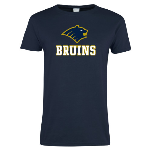  Womens Short Sleeve Navy Tee - Mascot Bruins Stacked