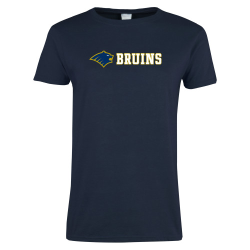  Womens Short Sleeve Navy Tee - Bear Head Bruins Flat