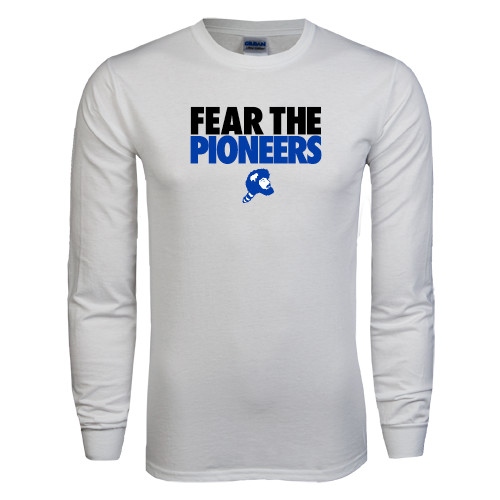  White Long Sleeve T Shirt - Fear the Pioneers