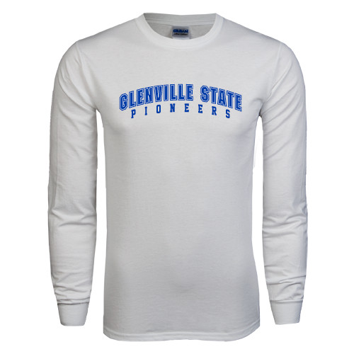  White Long Sleeve T Shirt - Glenville State Pioneers Arched