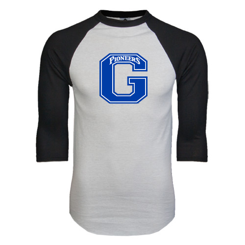  White/Black Raglan Baseball T Shirt - Primary Logo