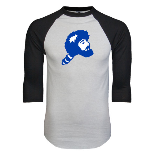  White/Black Raglan Baseball T Shirt - Pioneer Head
