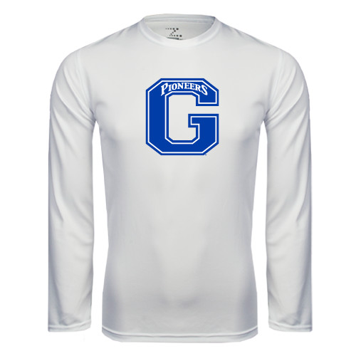  White Performance Long Sleeve Shirt - Primary Logo