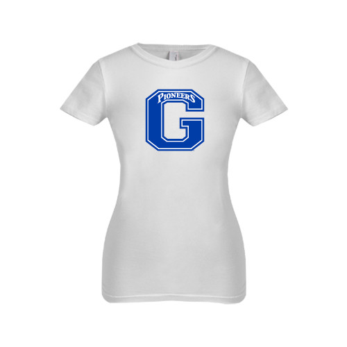  Next Level Girls White Fashion Fit T Shirt - Primary Logo