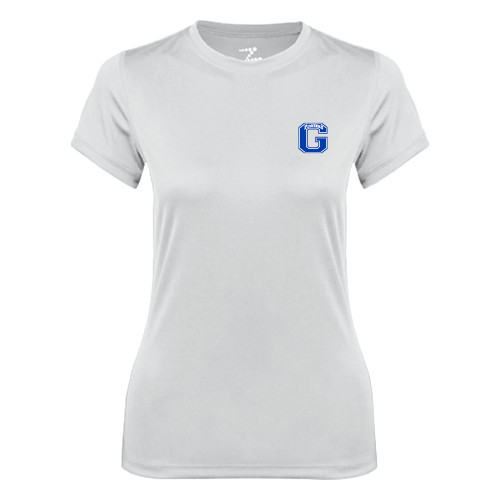  Womens White Performance Tee - Primary Logo
