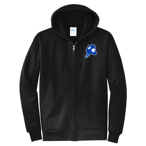  Extended Black Fleece Full Zip Hoodie - Pioneer Head
