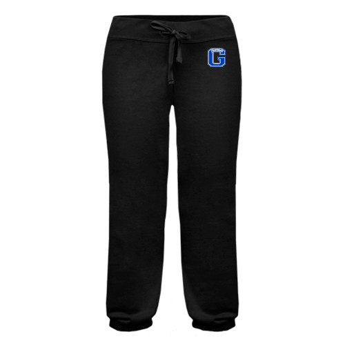  ENZA Womens Black Banded Fleece Capri - Primary Logo