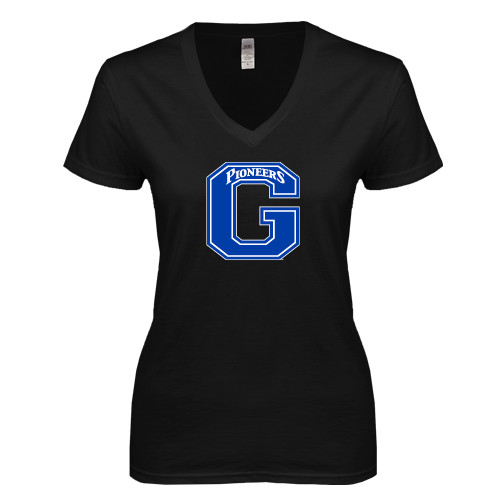  Next Level Womens Black Ideal V Tee - Primary Logo