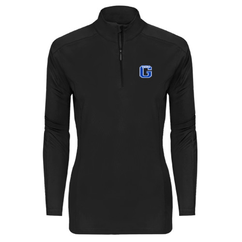  Syntrel Womens Black Interlock 1/4 Zip - Primary Logo