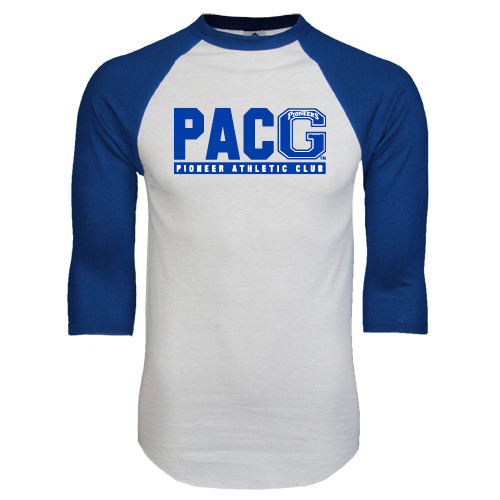  White/Royal Raglan Baseball T Shirt - PACG