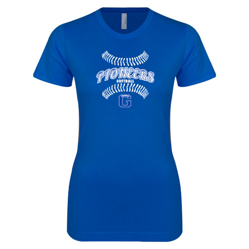  Next Level Womens Royal Boyfriend Tee - Softball Inside Laces