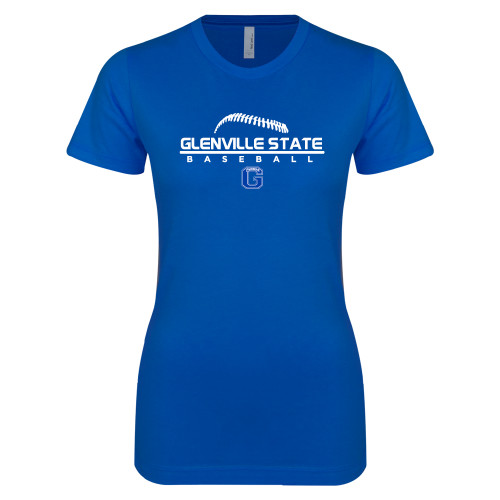  Next Level Womens Royal Boyfriend Tee - Baseball Laces on Top