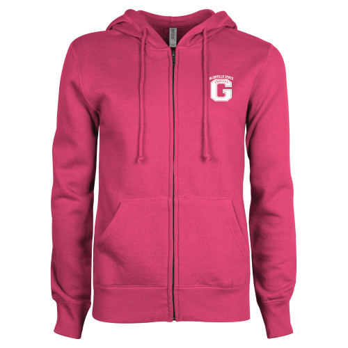  ENZA Womens Fuchsia Fleece Full Zip Hoodie - Glenville State G