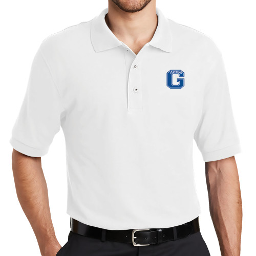  White Silk Touch Polo - Primary Logo