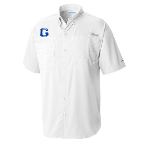  Columbia White Tamiami Performance Short Sleeve Shirt - Primary Logo