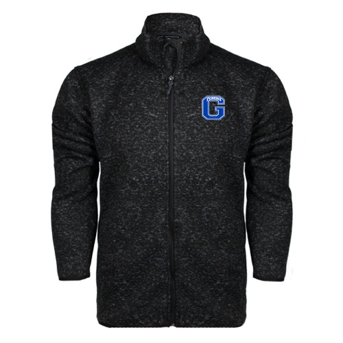  Black Heather  Sweater Fleece Jacket - Primary Logo