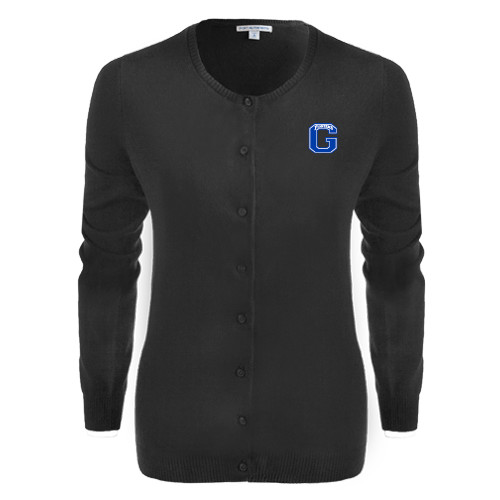 Womens Black Cardigan Sweater - Primary Logo