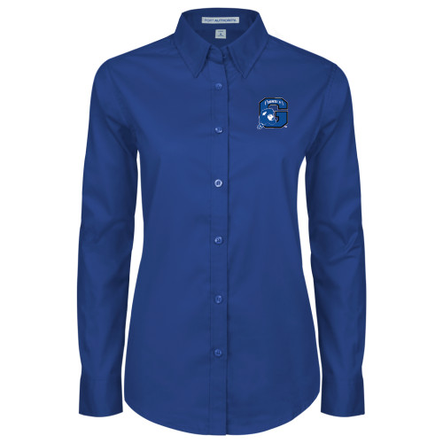  Womens Royal Twill Button Down Long Sleeve  - Secondary Logo