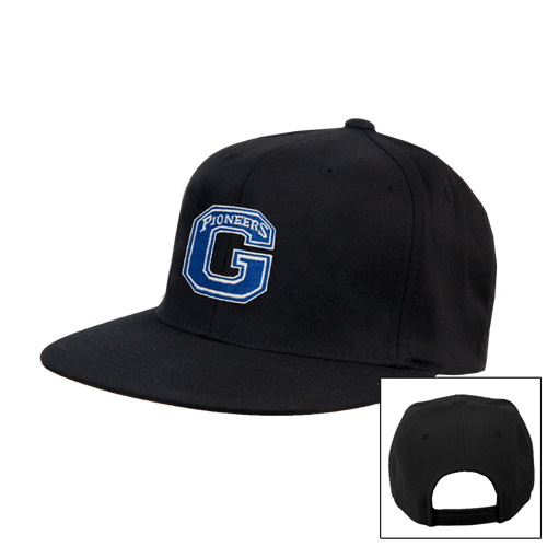  Black Flat Bill Snapback Hat - Primary Logo
