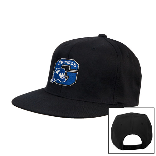  Black Flat Bill Snapback Hat - Secondary Logo