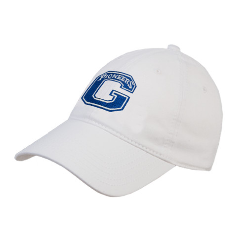  White Unstructured Adjustable Low Profile Hat - Primary Logo