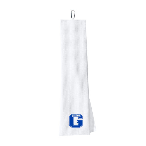  White Waffle Microfiber Golf Towel - Primary Logo