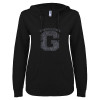 Thumbnail image for  ENZA Womens Black V Notch Raw Edge Fleece Hoodie