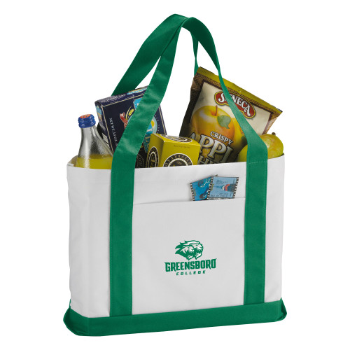  Contender White/Green Canvas Tote - Primary Mark
