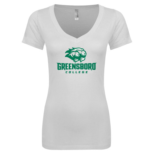  Next Level Womens White Ideal V Tee - Primary Mark