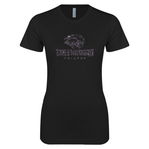  Next Level Womens Black Boyfriend Tee - F Graphite Soft Glitter