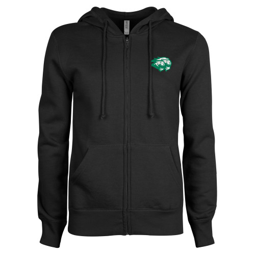  ENZA Womens Black Fleece Full Zip Hoodie - Lions