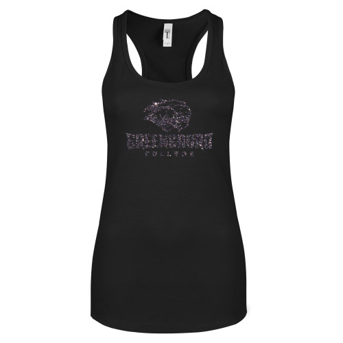 Next Level Womens Black Racerback Tank  - F Graphite Soft Glitter