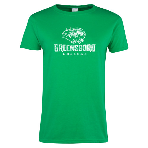  Womens Kelly Green Short Sleeve Tee - Primary mark Distressed