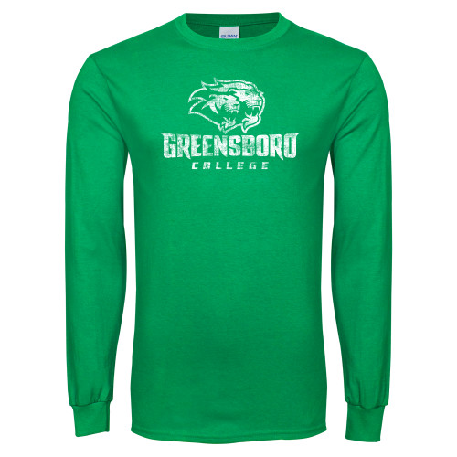 Kelly Green Long Sleeve T Shirt - Primary mark Distressed
