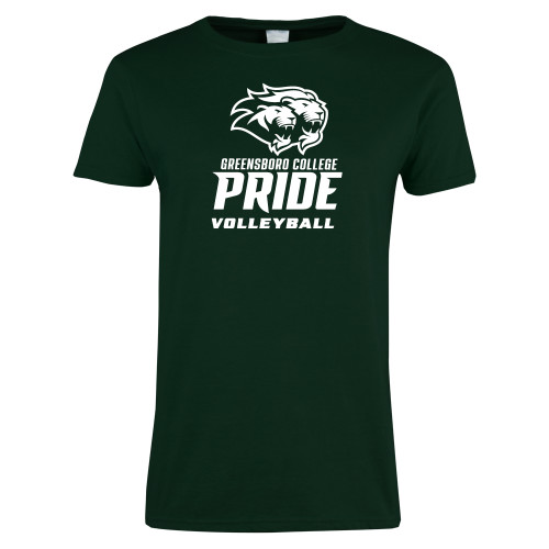  Womens Dark Green Short Sleeve Tee - Volleyball