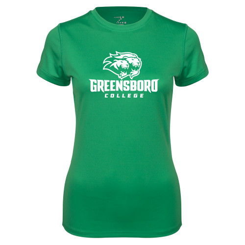 Womens Kelly Green Performance Short Sleeve Tee - Primary Mark