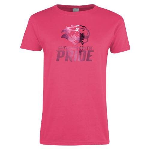  Womens Hot Pink Short Sleeve Tee - GC Pride Lions Foil