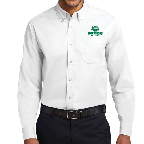  White Twill Button Down Long Sleeve - Primary Mark