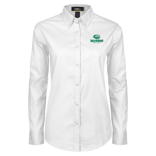  Womens White Twill Button Down Long Sleeve - Primary Mark