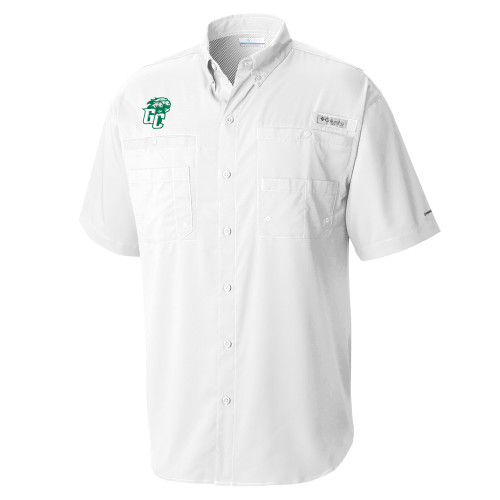  Columbia White Tamiami Performance Short Sleeve Shirt - GC w Lions