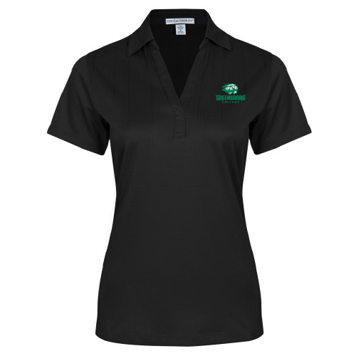  Womens Black Performance Fine Jacquard Polo - Primary Mark
