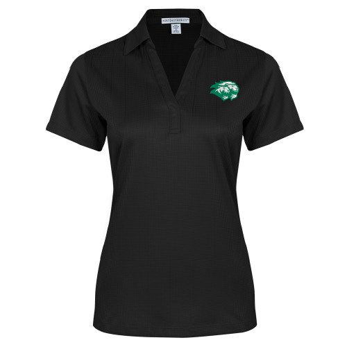  Womens Black Performance Fine Jacquard Polo - Lions