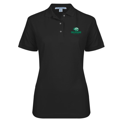  Womens Silk Touch Black Pique Polo - Primary Mark