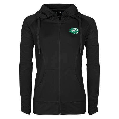  Womens Black Sport Wick Stretch Full Zip Jacket - Lions