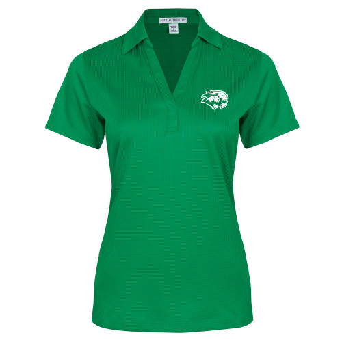  Womens Kelly Green Performance Fine Jacquard Polo - Lions