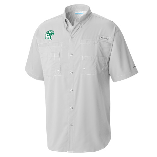  Columbia Cool Grey Tamiami Performance Short Sleeve Shirt - GC w Lions