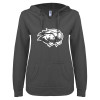 Thumbnail image for  ENZA Womens Dark Heather V Notch Raw Edge Fleece Hoodie