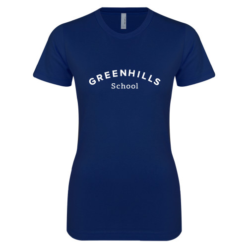  Next Level Womens Navy Boyfriend Tee - Arch. Wordmark